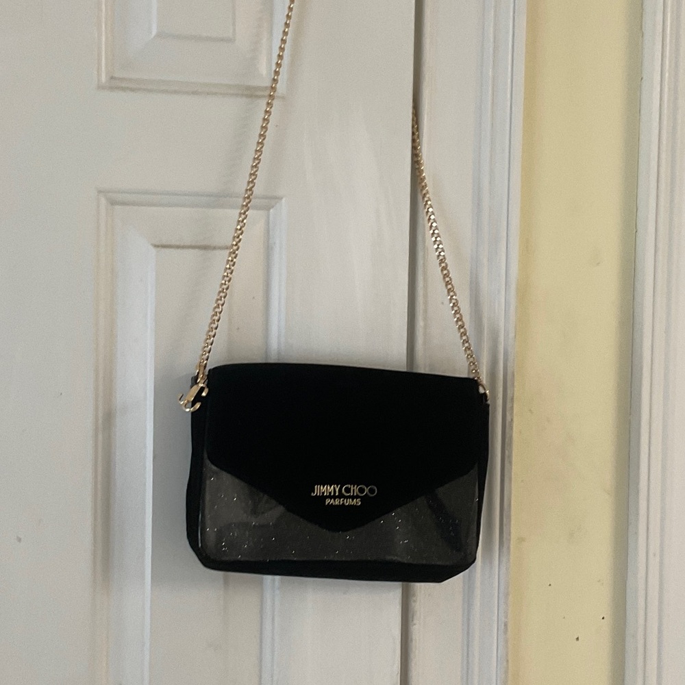 Jimmy Choo Black Crossbody Bag with Gold Chain